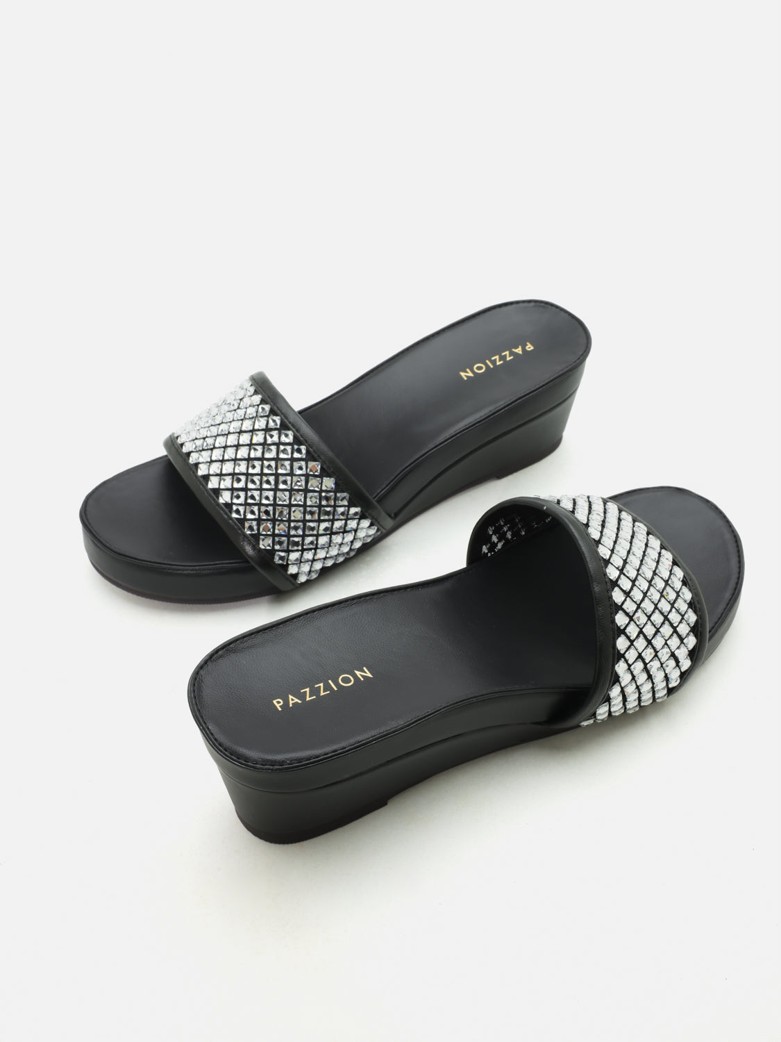 PAZZION, Malia Crystal Embellished Wedges - Black, Black