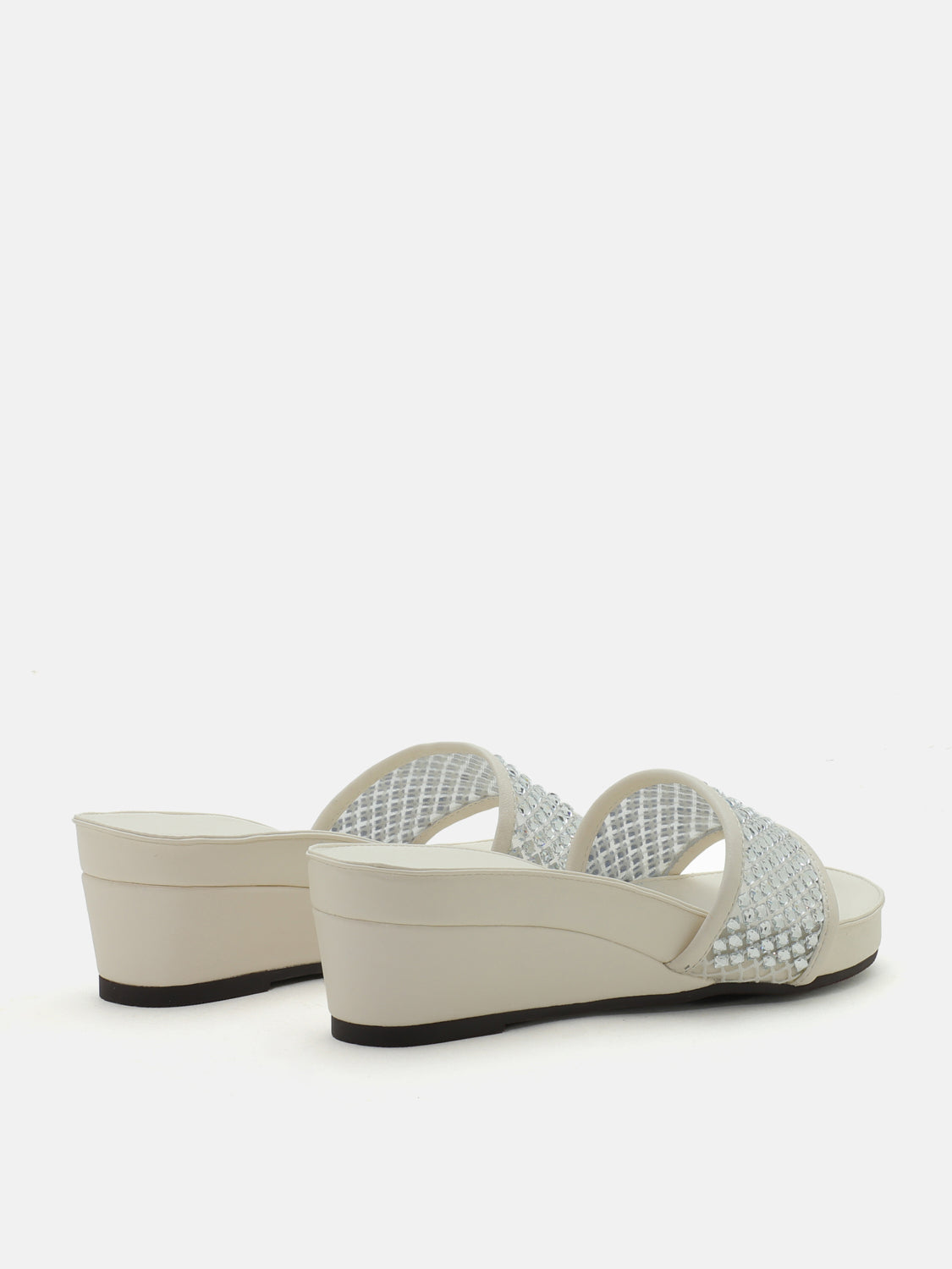 PAZZION, Malia Crystal Embellished Wedges - White, White
