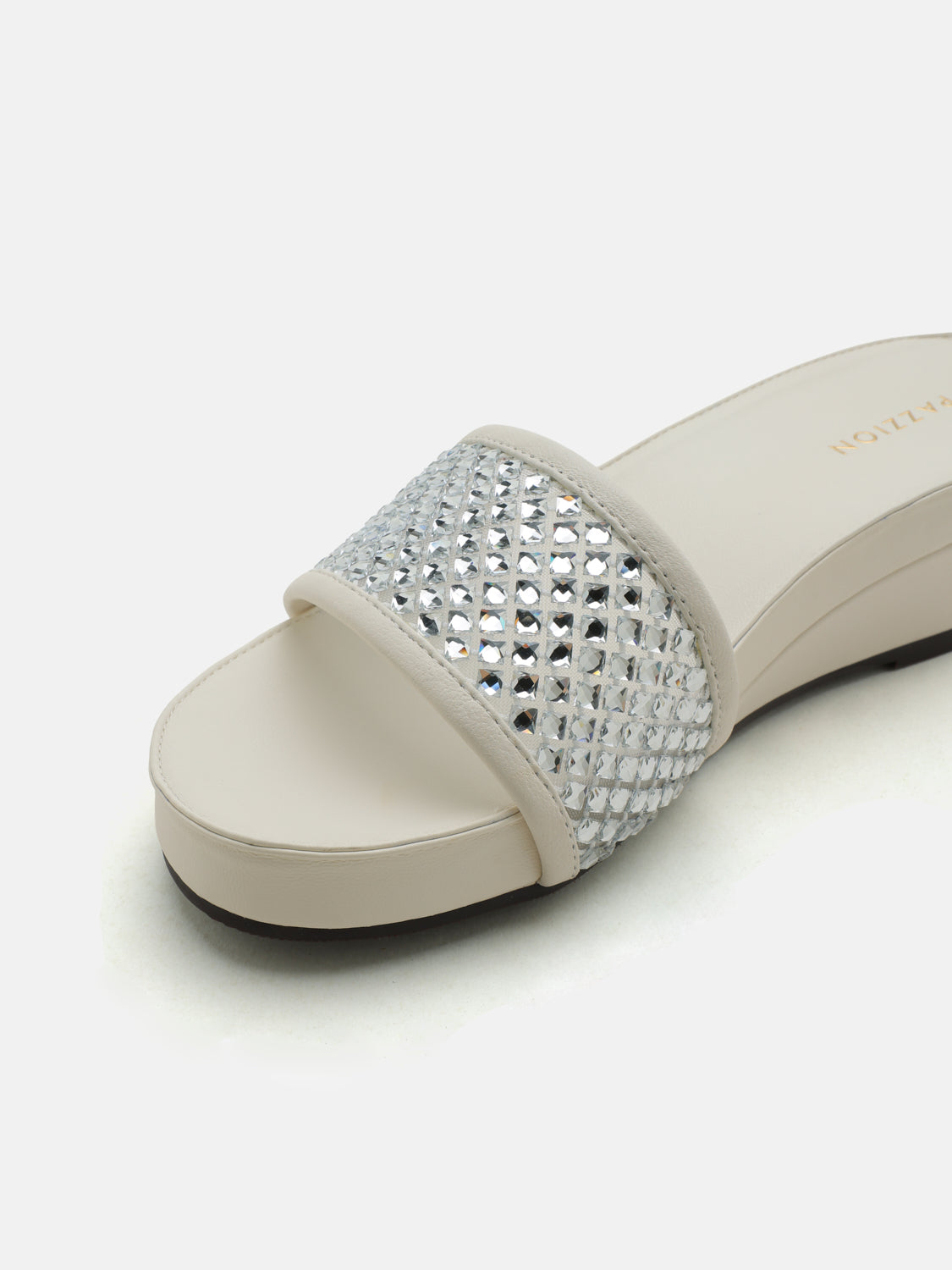 PAZZION, Malia Crystal Embellished Wedges - White, White