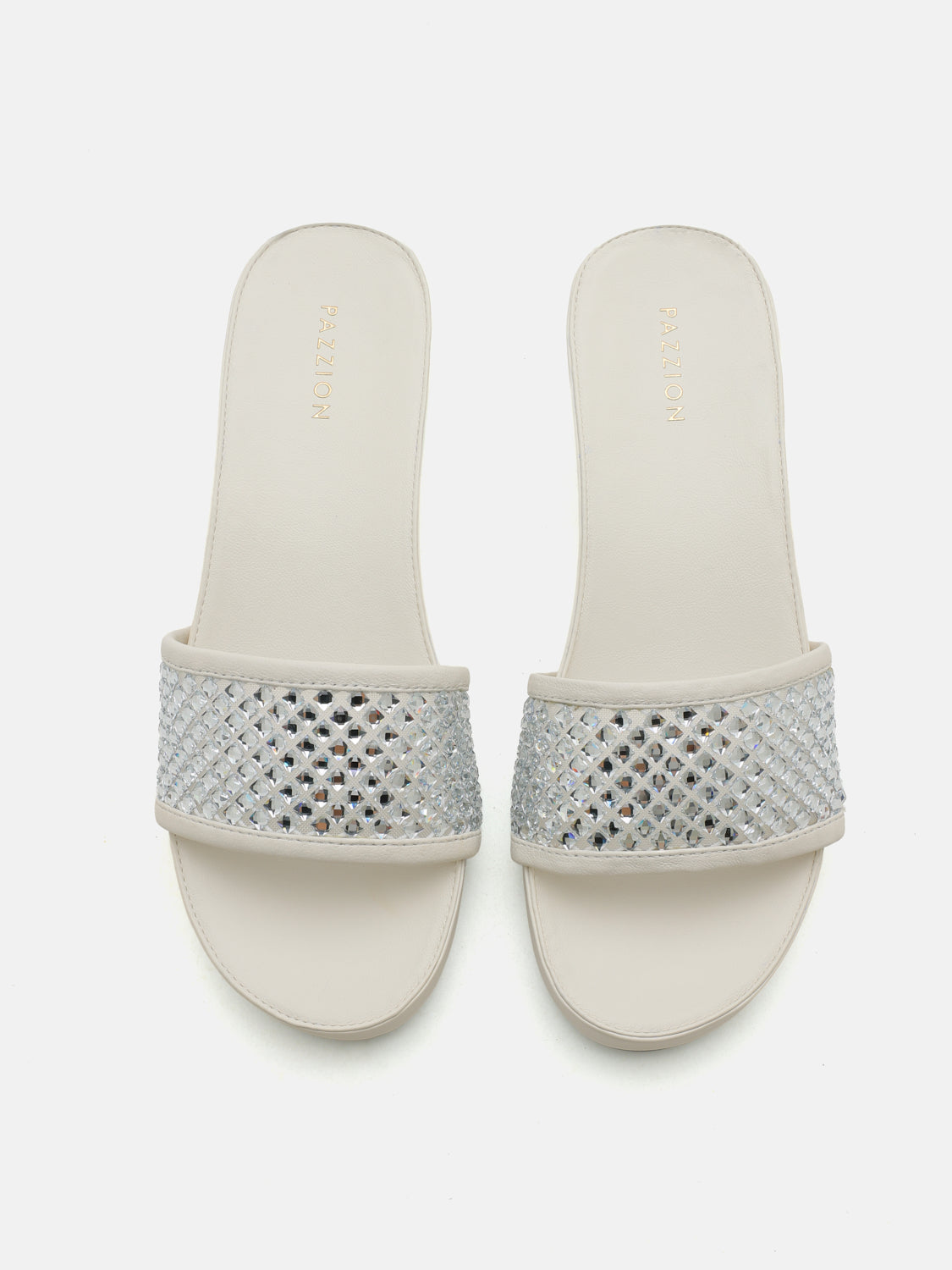 PAZZION, Malia Crystal Embellished Wedges - White, White