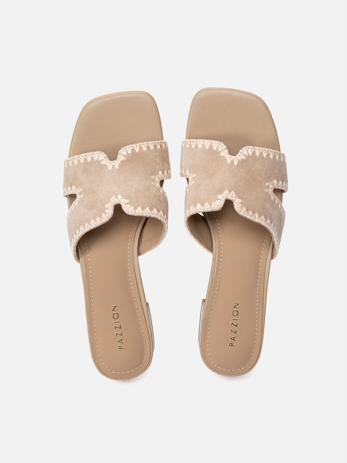 PAZZION, Marcella Suede Sandal Heels, Almond