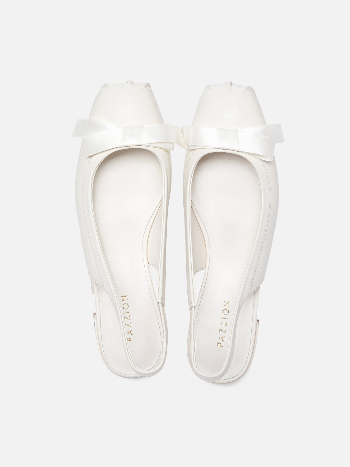 PAZZION, Margot Bow Low Leather Slingback Heels - Beige, Beige