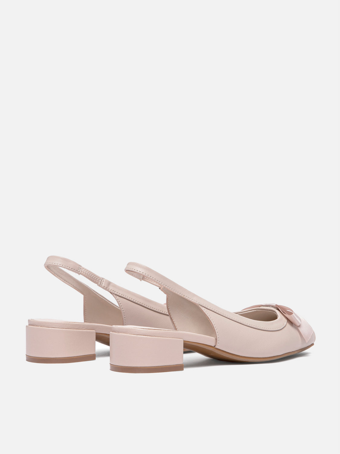 PAZZION, Margot Bow Low Leather Slingback Heels - Pink, Pink
