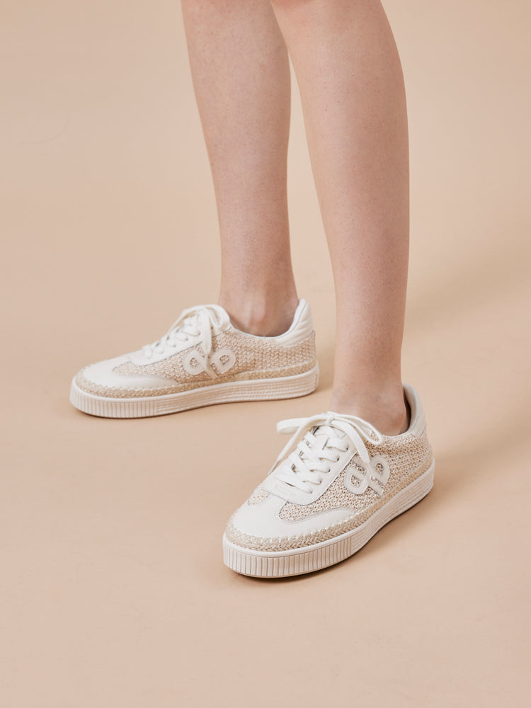 PAZZION, Maris Woven Jute Sneakers, Beige