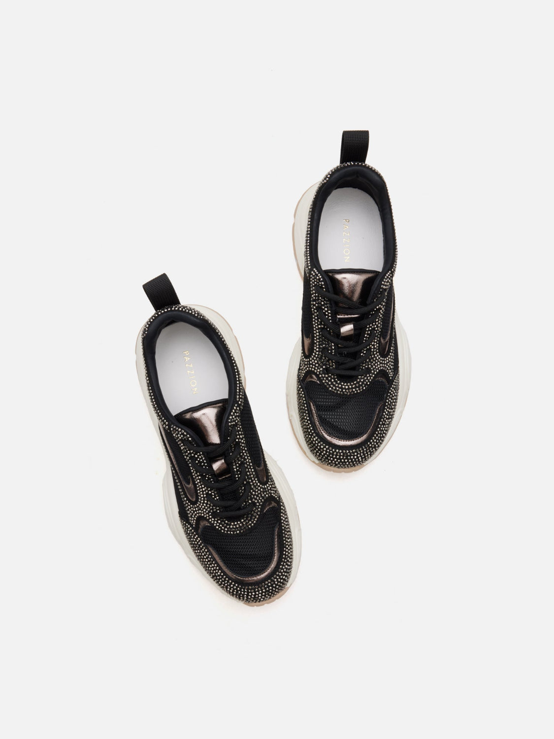 PAZZION, Marivelle Crystal Embellished Mesh Sneakers, Black