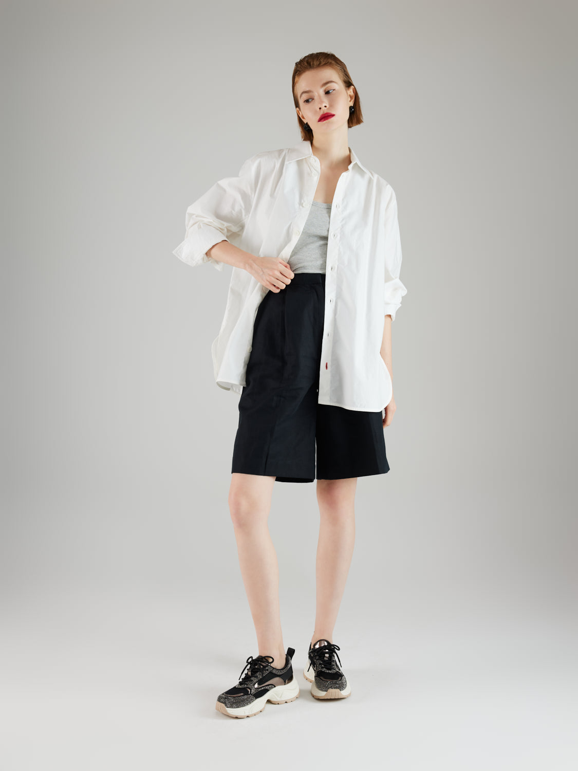 PAZZION, Marivelle Crystal Embellished Mesh Sneakers, Black