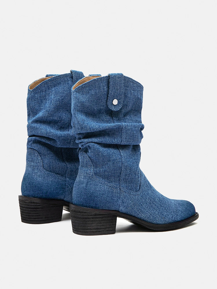 PAZZION, Marlowe Denim Boots, Blue