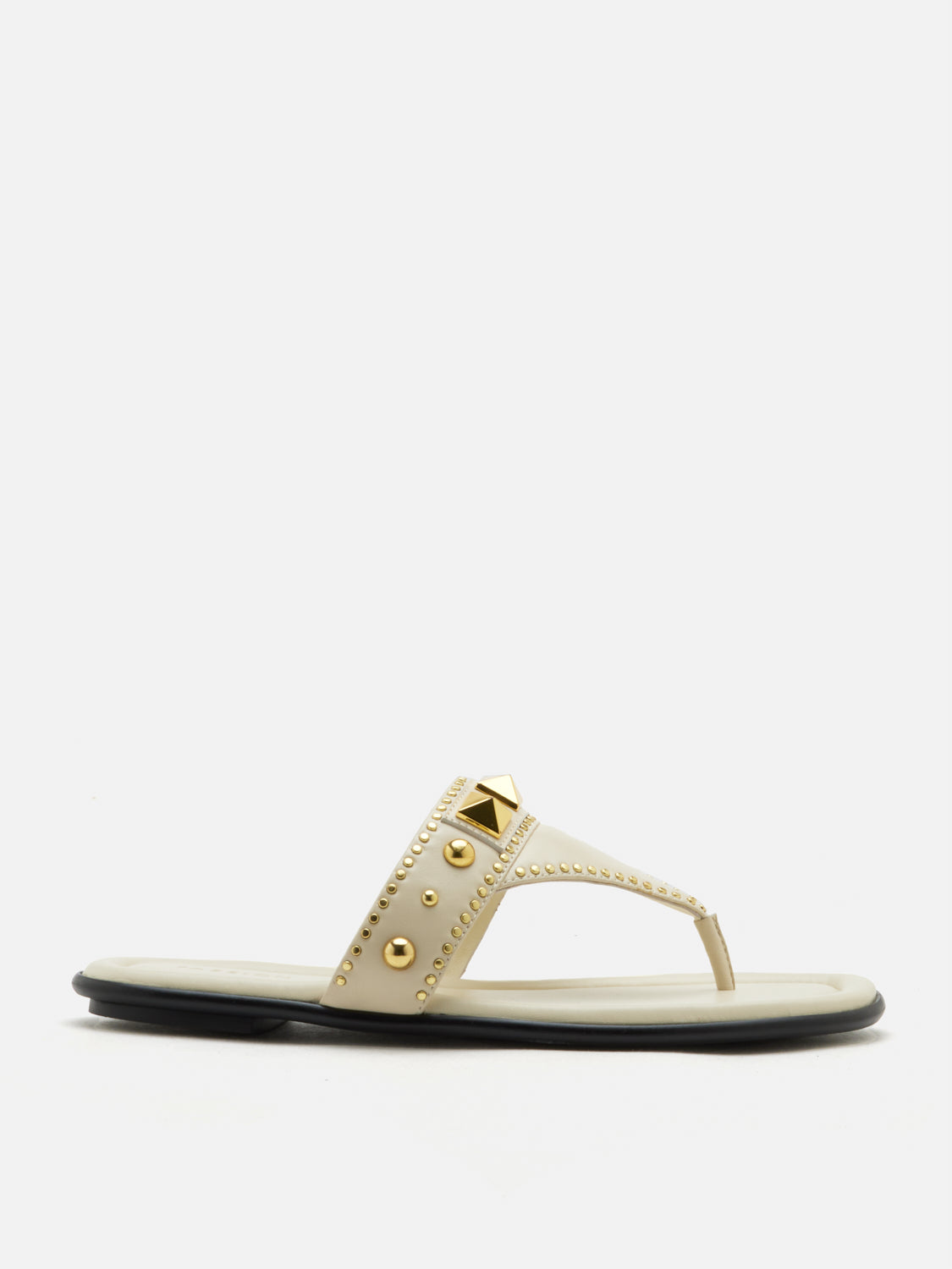 PAZZION, Merivienne Studded Leather Slides, Beige