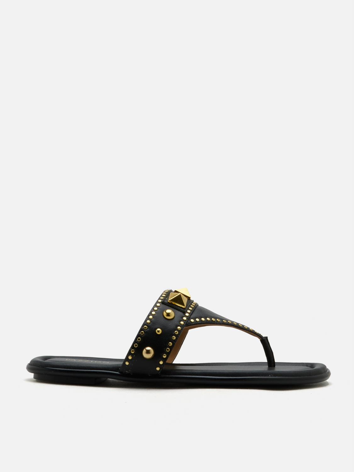 PAZZION, Merivienne Studded Leather Slides, Black