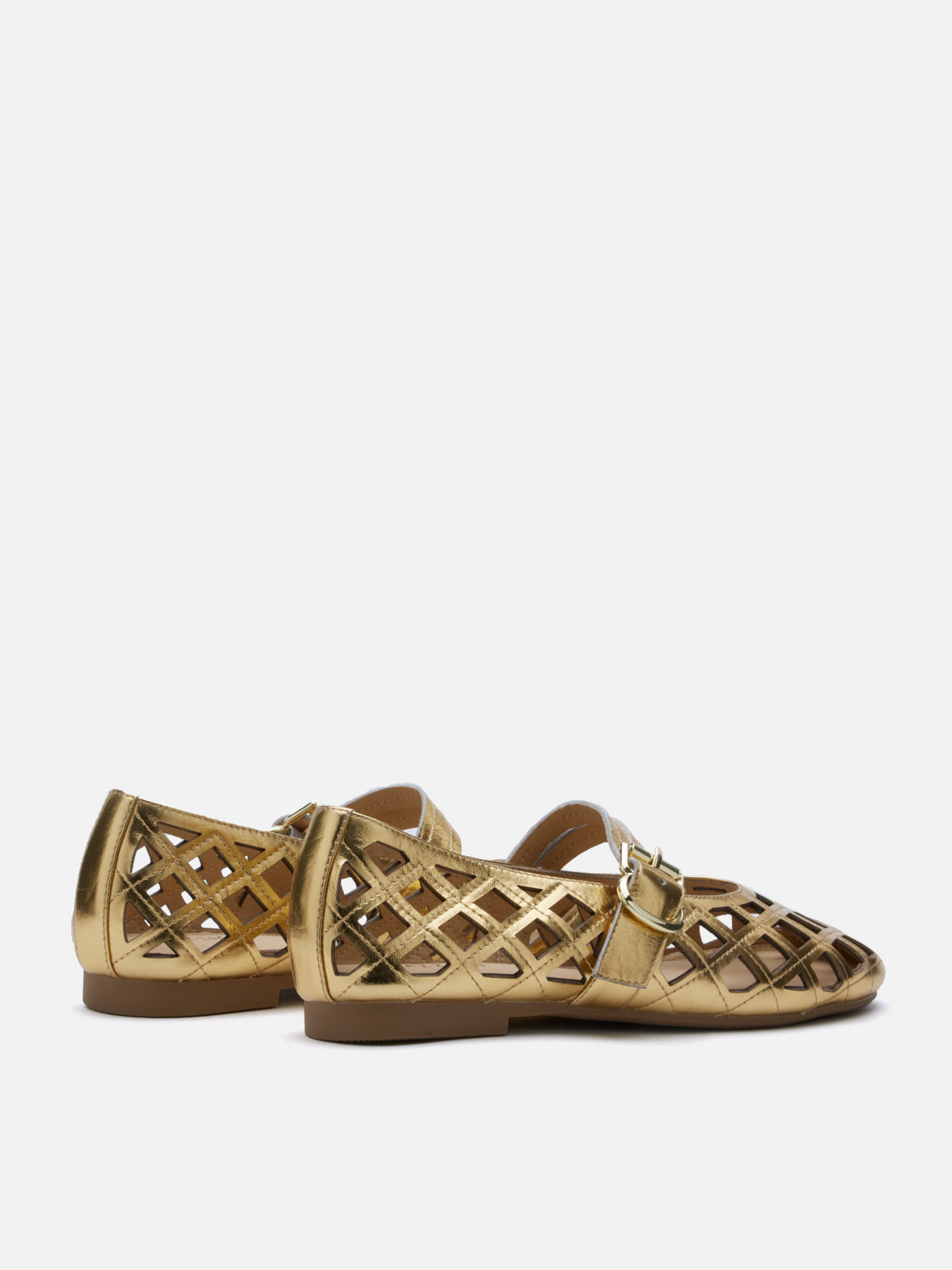 PAZZION, Mica Lattice Stitch Mary Janes, Gold