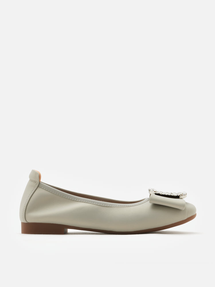 PAZZION, Milla Crystal Buckle Ballet Flats, Grey