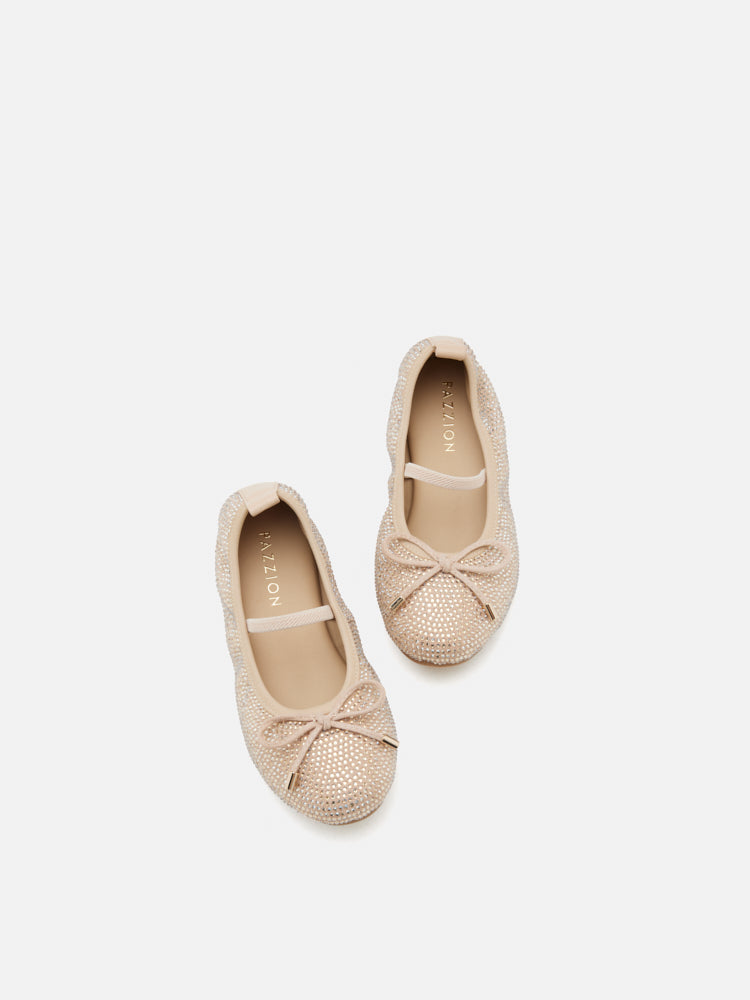 PAZZION, Mini Marcelina Crystal Embellished Mary Janes, Almond