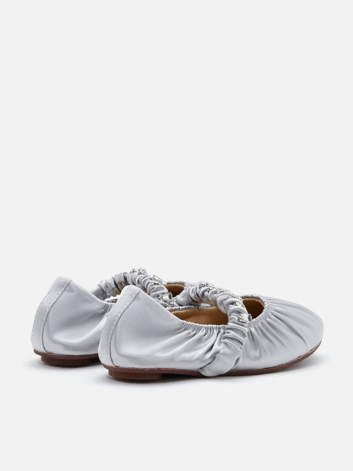 PAZZION, Mini Pavienne Crystal Embellished Silk Mary Janes, Silver