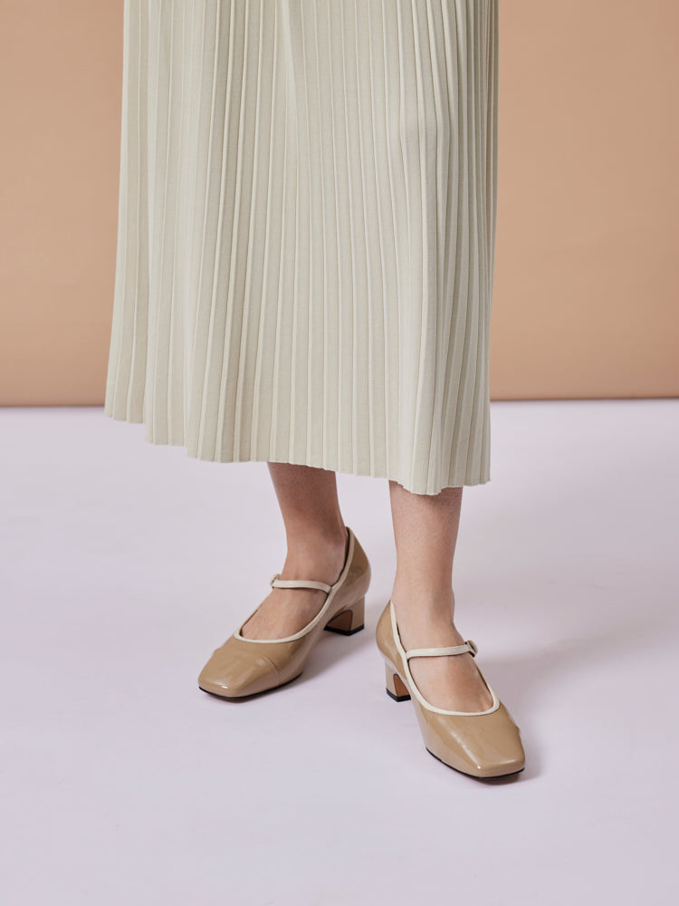 PAZZION, Mirra Patent Leather Mary Jane Heels, Khaki