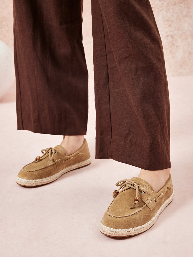 PAZZION, Misha Suede Espadrille Loafers, Khaki