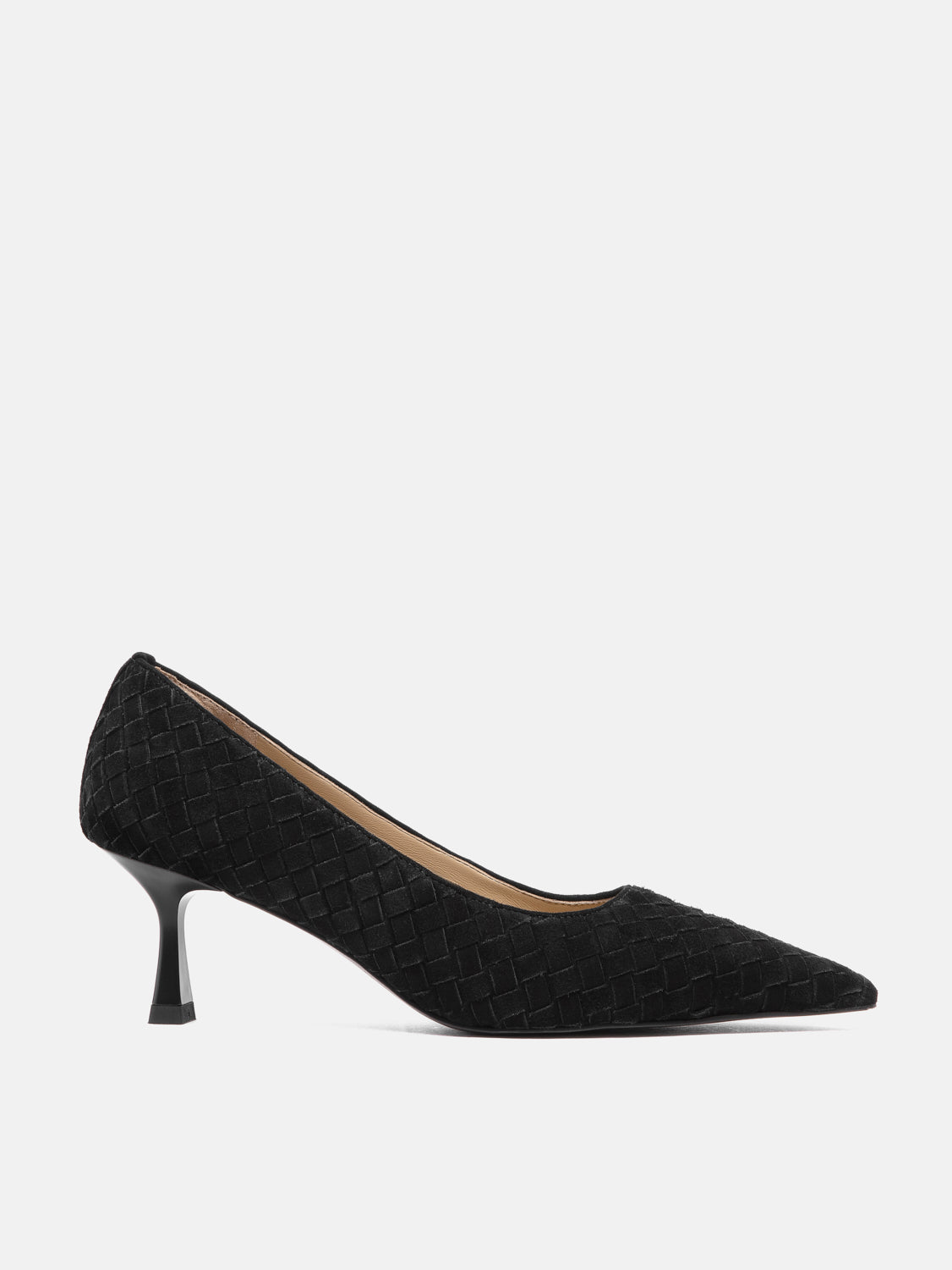 PAZZION, Nellie Woven Suede Heels, Black