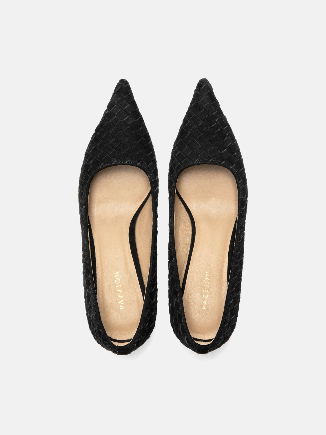 PAZZION, Nellie Woven Suede Heels, Black