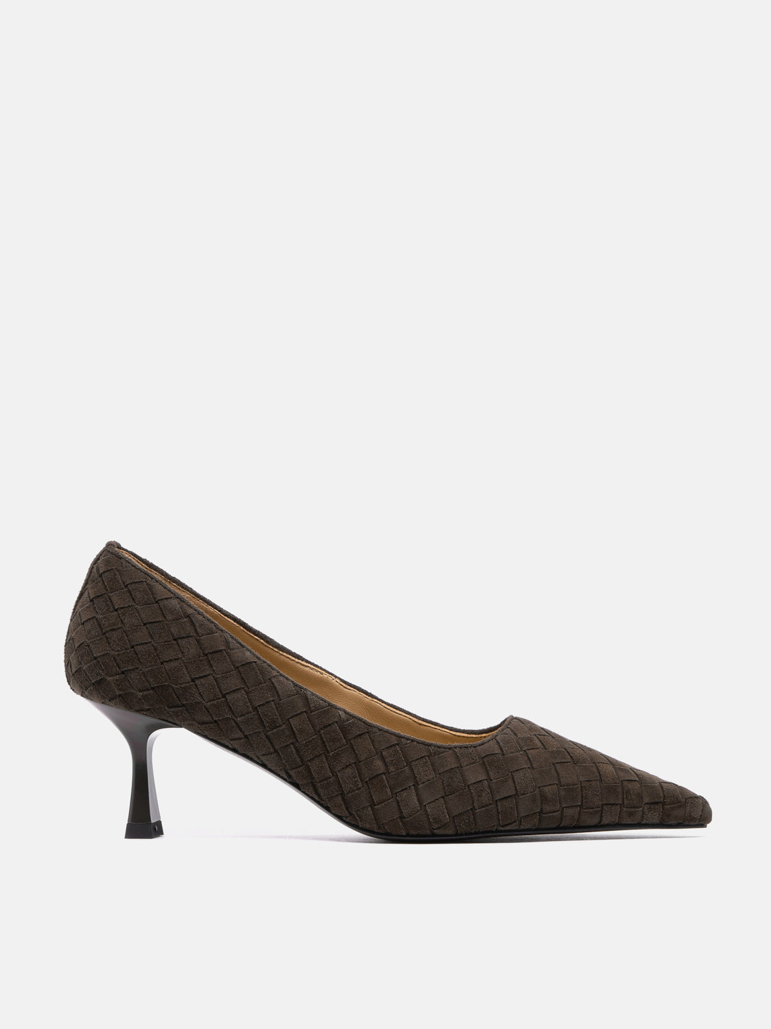 PAZZION, Nellie Woven Suede Heels, Darkbrown