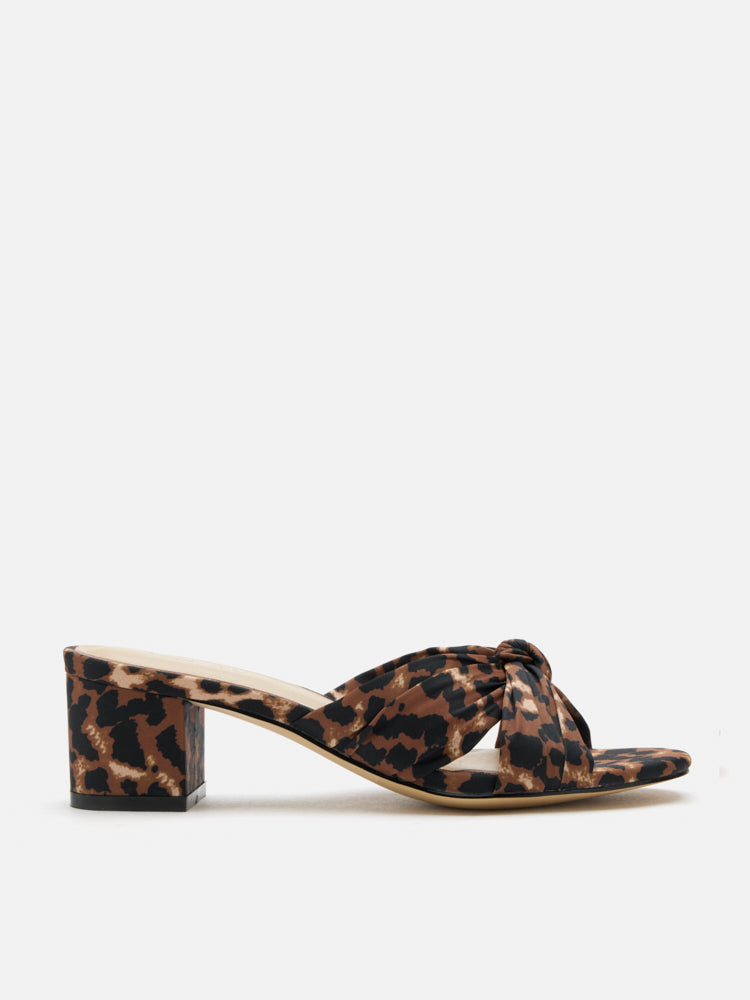 PAZZION, Nemera Leopard Print Satin Heels, Brown