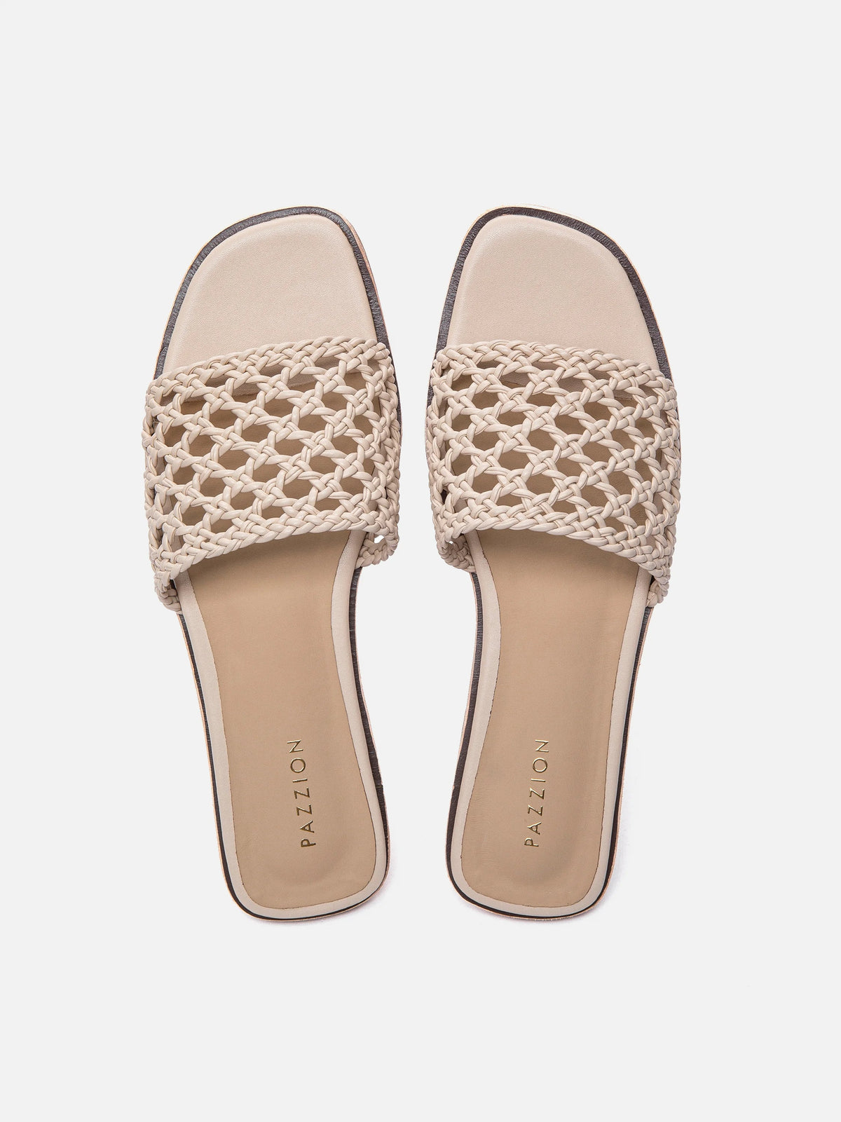 PAZZION, Neralyn.O Woven Slides, Almond