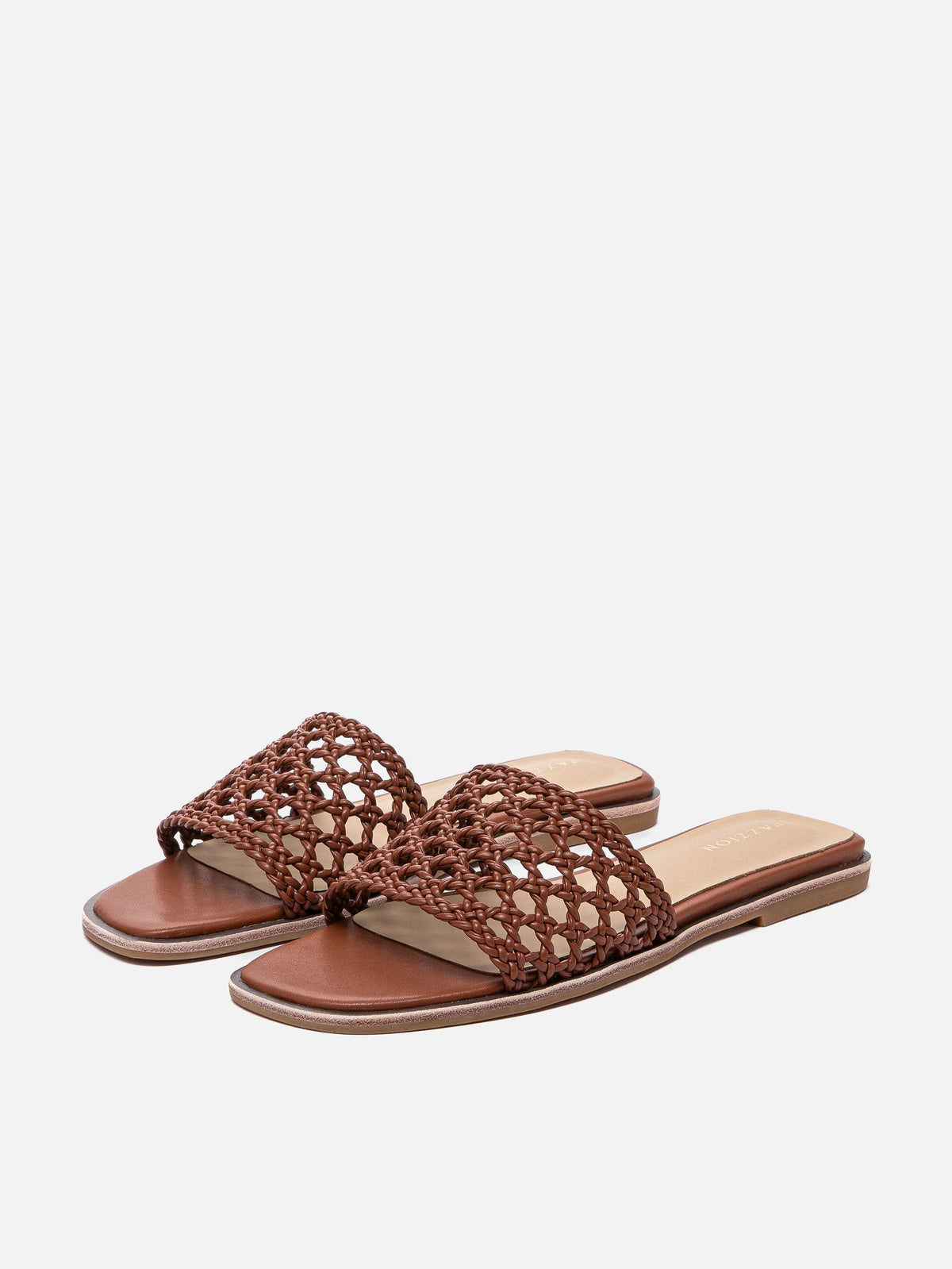 PAZZION, Neralyn.O Woven Slides, Brown