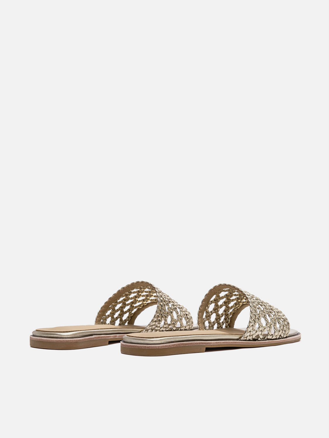 PAZZION, Neralyn Metallic Woven Slides, Gold