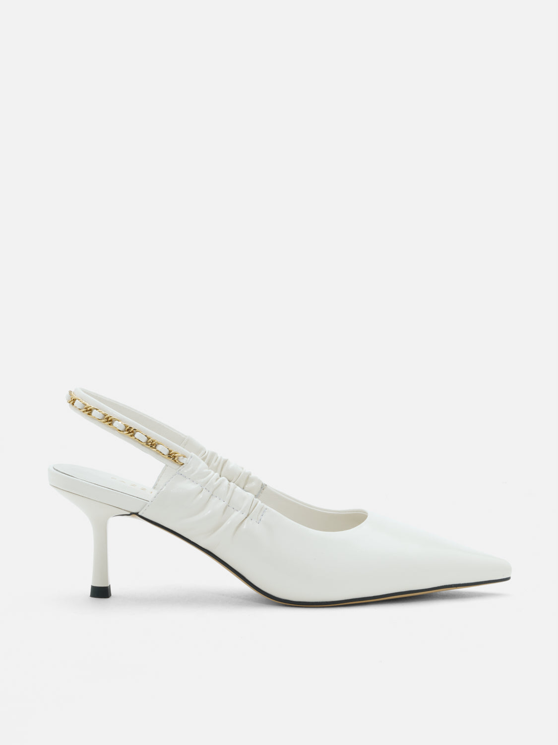 PAZZION, Nicolette Chained Slingback Leather Heels, Beige