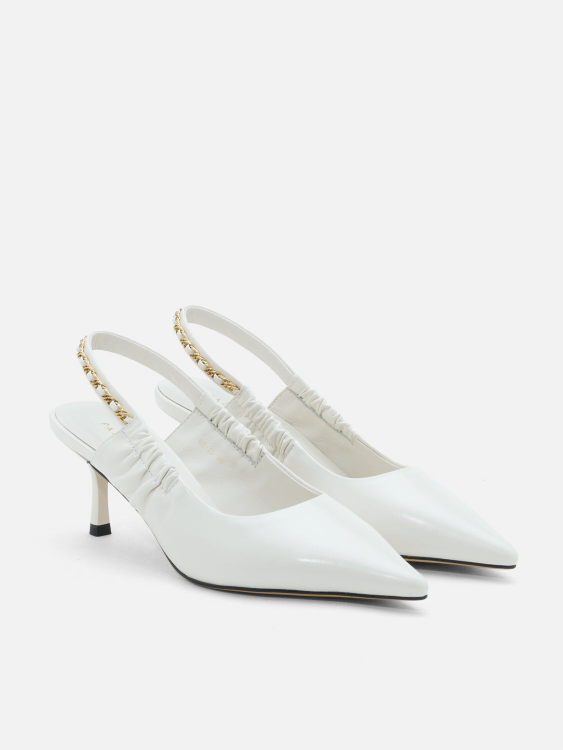 PAZZION, Nicolette Chained Slingback Leather Heels, Beige