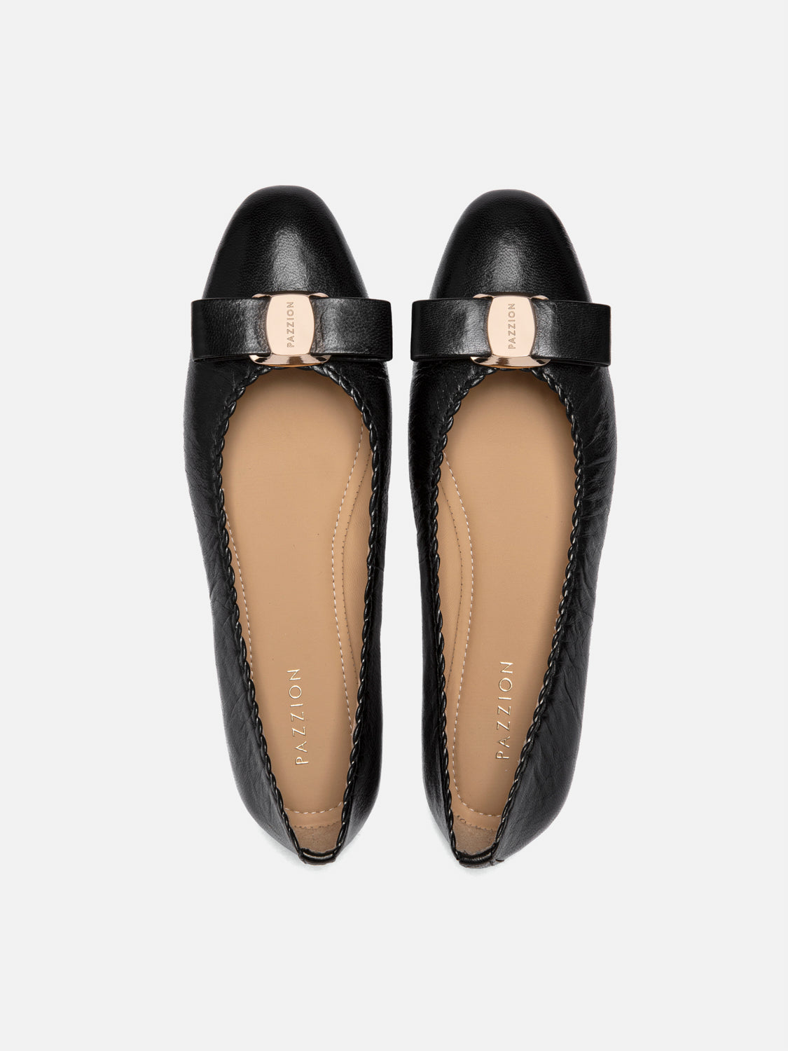 PAZZION, Noelle Bow Leather Flats - Black, Black