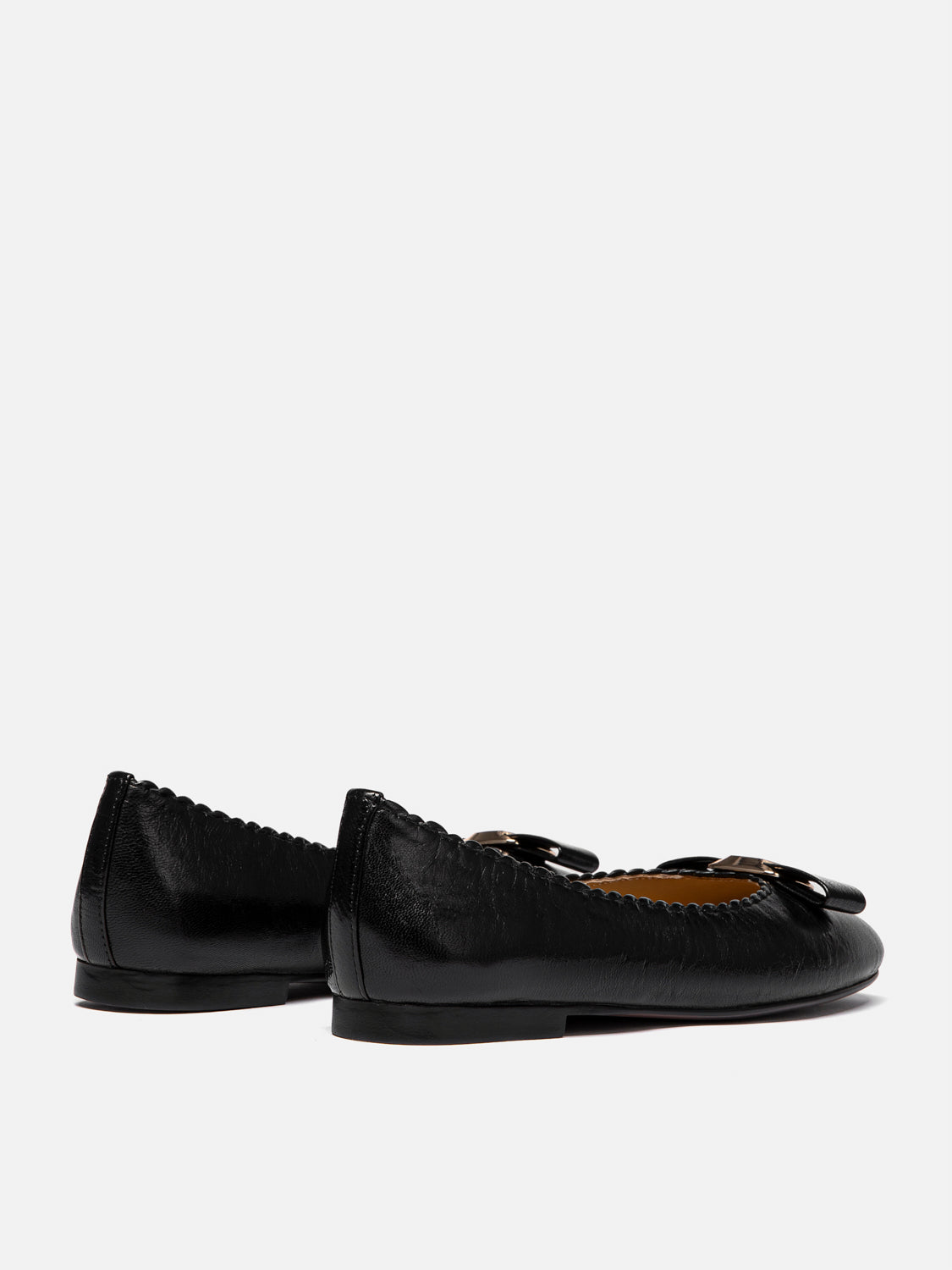 PAZZION, Noelle Bow Leather Flats - Black, Black