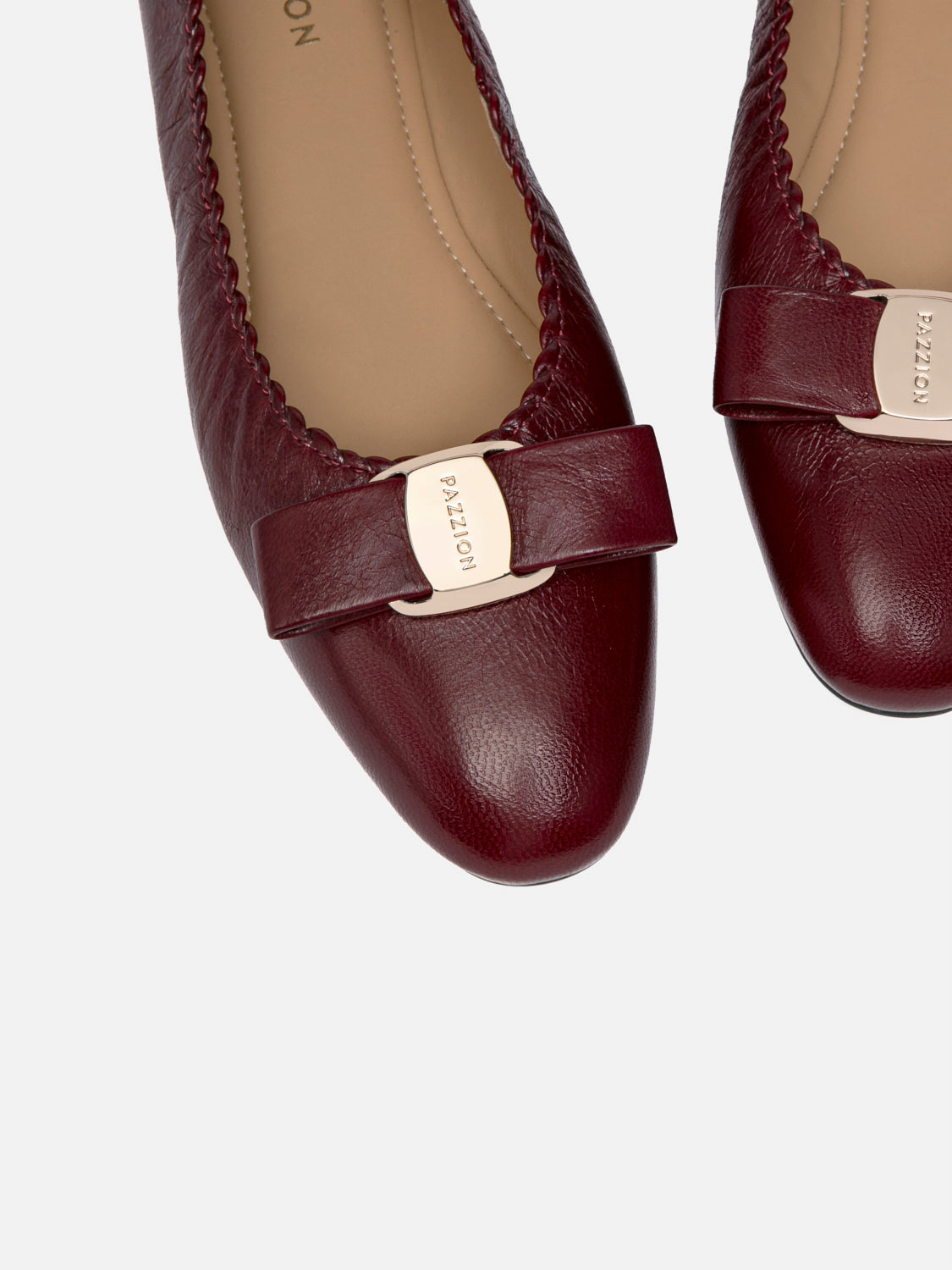 PAZZION, Noelle Bow Leather Flats - Wine, Wine