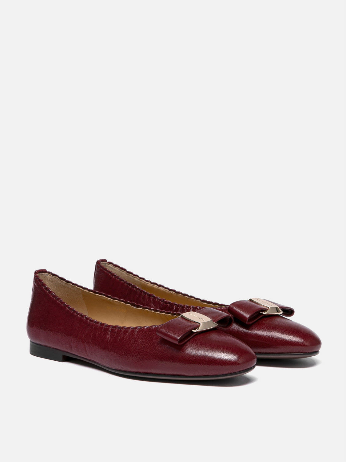 PAZZION, Noelle Bow Leather Flats - Wine, Wine