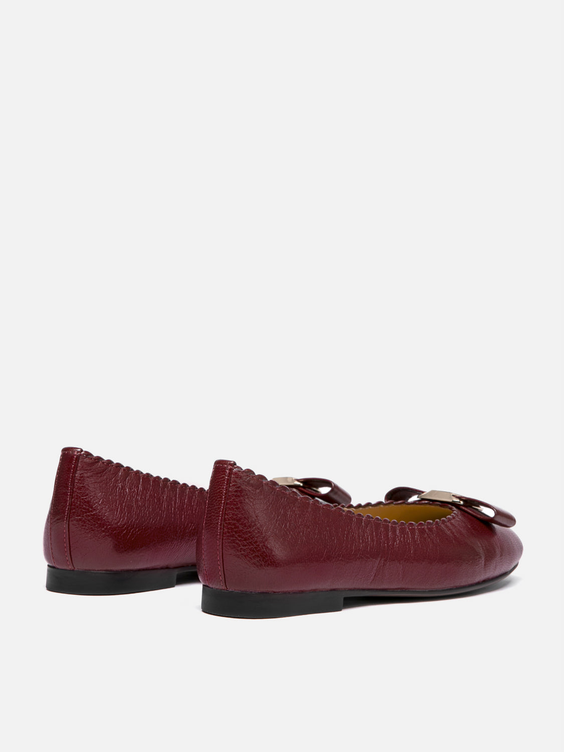 PAZZION, Noelle Bow Leather Flats - Wine, Wine