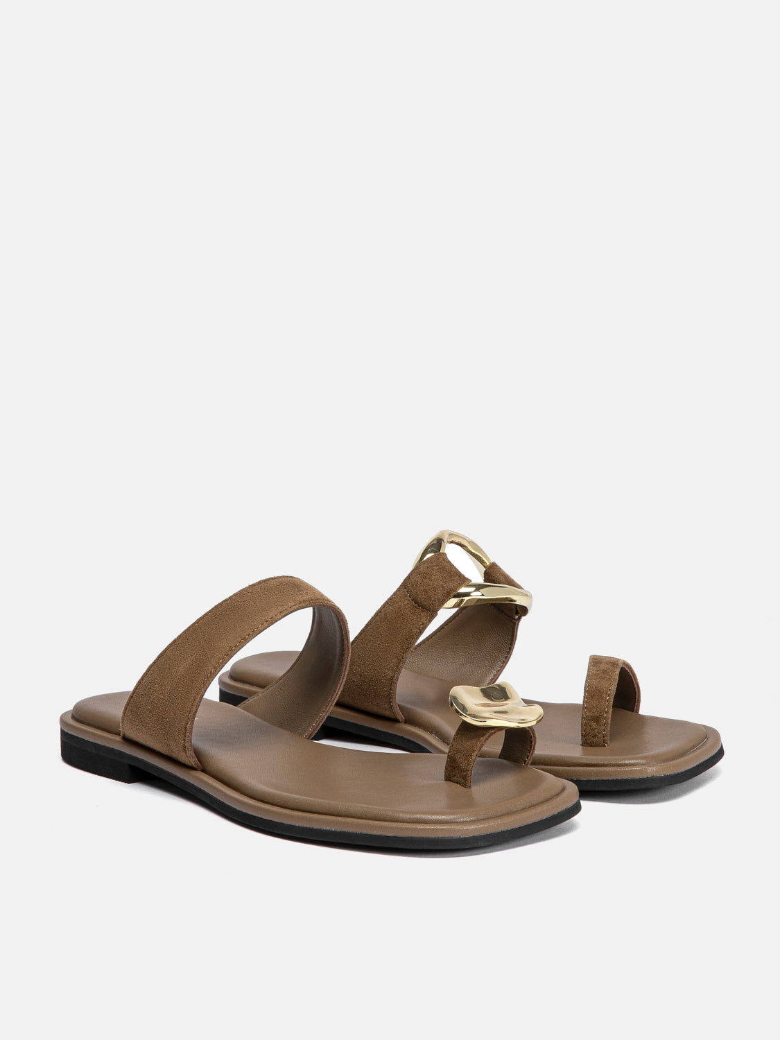 PAZZION, Noelle Suede Slides, Brown