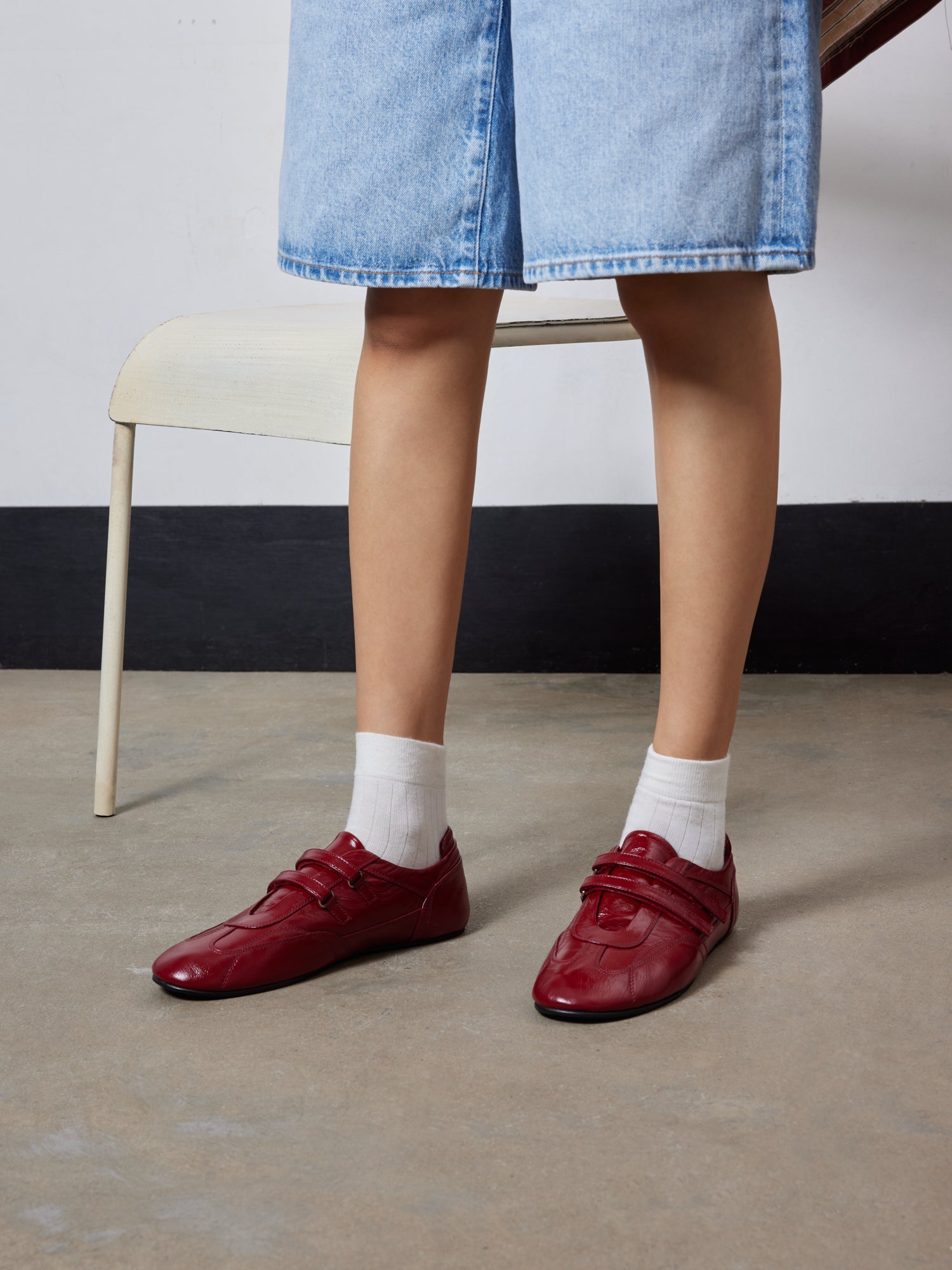 PAZZION, Noralyn Double Velcro Strap Sneakers, Red