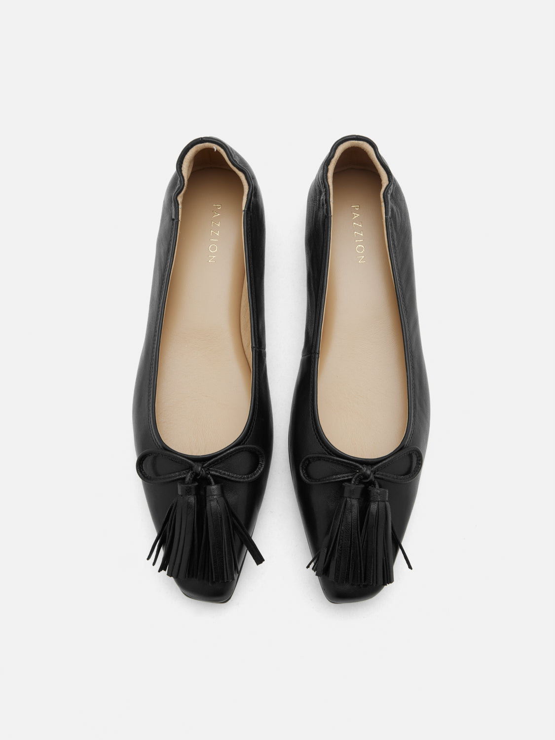 PAZZION, Oksanna Bow and Tassel Leather Flats - Black, Black