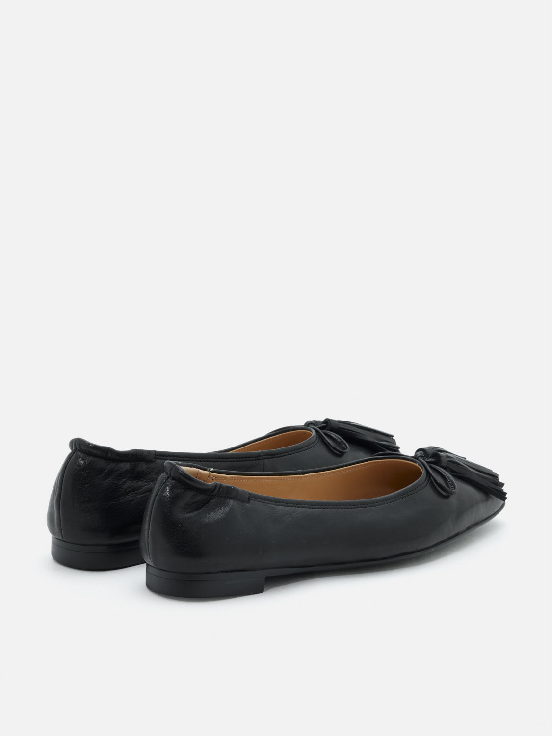 PAZZION, Oksanna Bow and Tassel Leather Flats - Black, Black