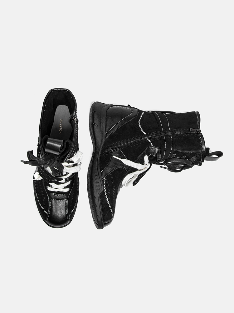 PAZZION, Onyx Velvet Laced Boots, Black