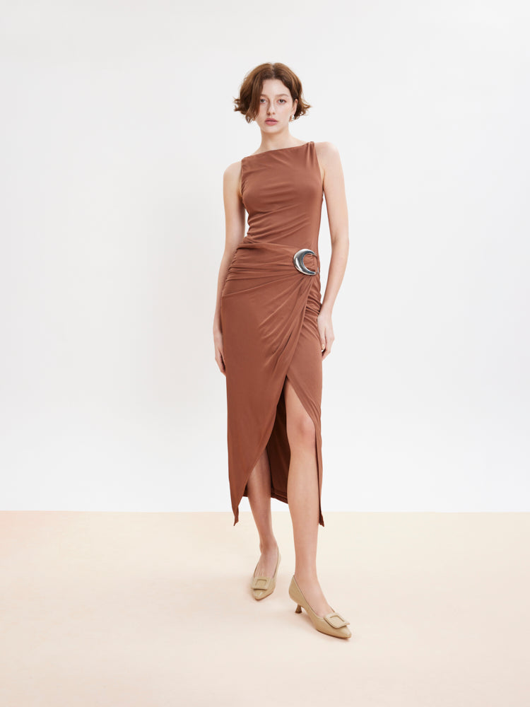 PAZZION, Orelia Square Buckle Pointed Toe Pumps, Almond