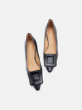 PAZZION, Orelia Square Buckle Pointed Toe Pumps, Black