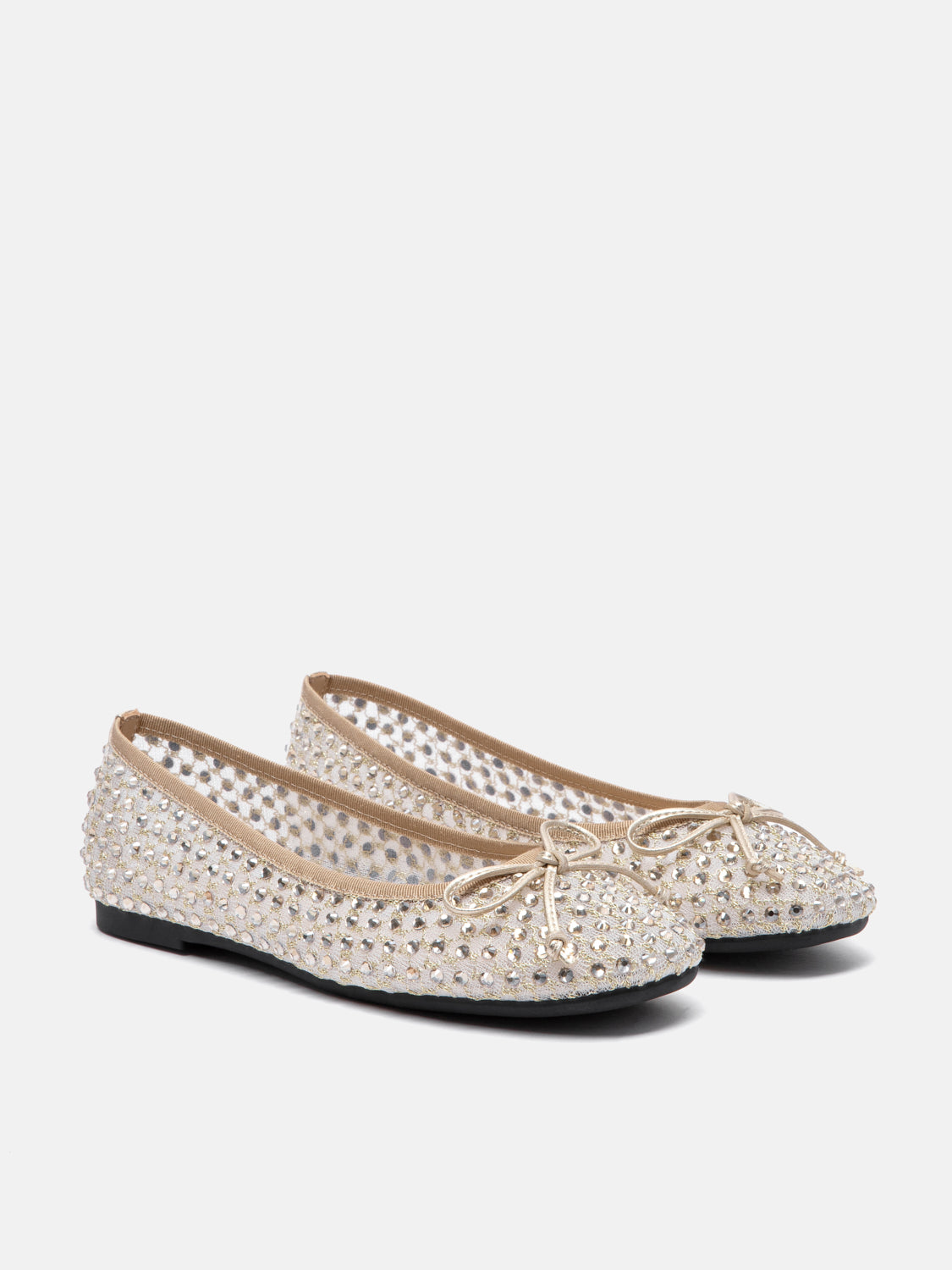 PAZZION, Orlise Crystal Embellished Bow Flats, Gold