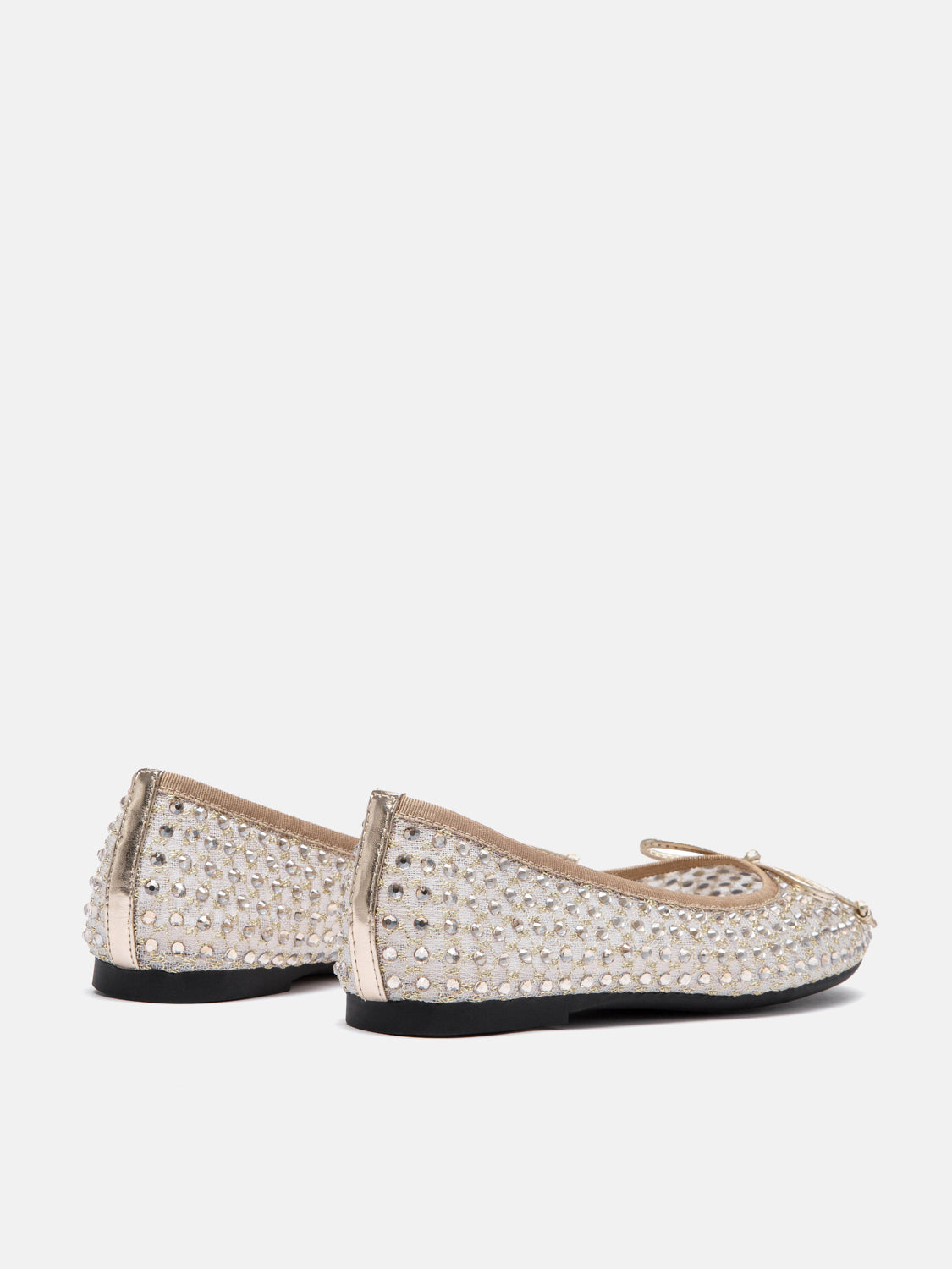 PAZZION, Orlise Crystal Embellished Bow Flats, Gold