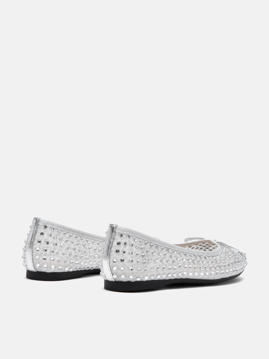PAZZION, Orlise Crystal Embellished Bow Flats, Silver