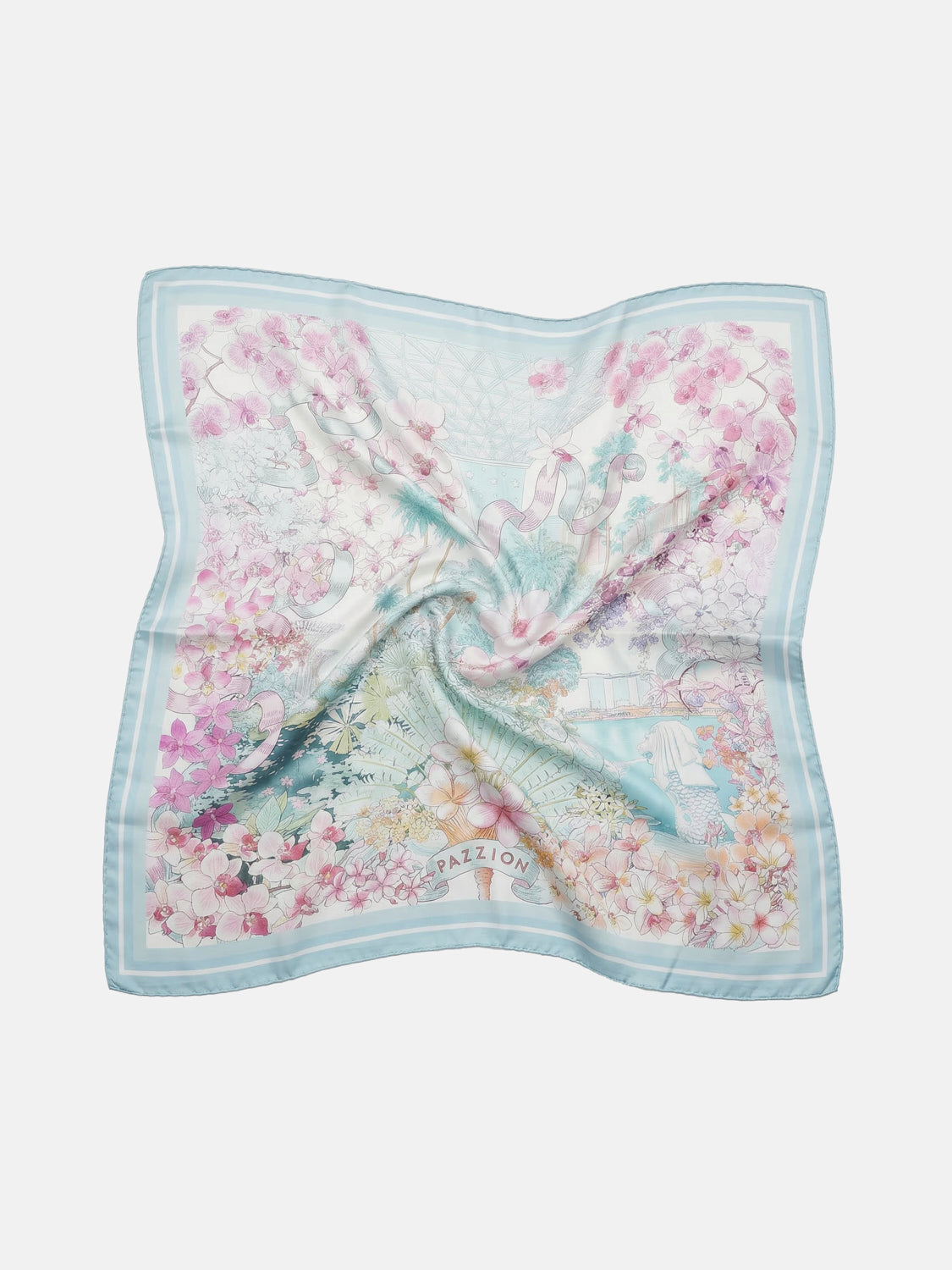 PAZZION, PAZZION X Jude Chan "City in Bloom" Scarf, Lightblue