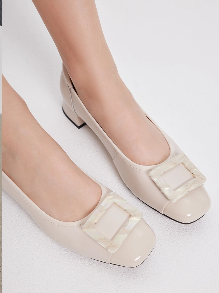 PAZZION, Patricia Buckle Heels - Beige, Beige