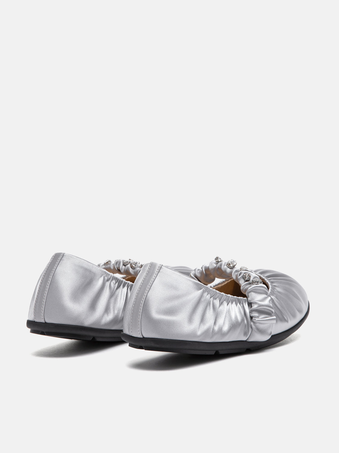PAZZION, Pavienne Crystal Embellished Silk Mary Janes, Silver