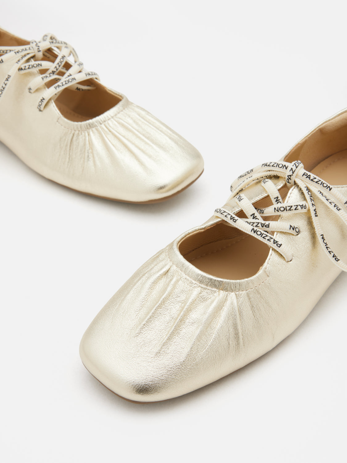 PAZZION, Pernille Metallic Lace-Up Flats, Gold