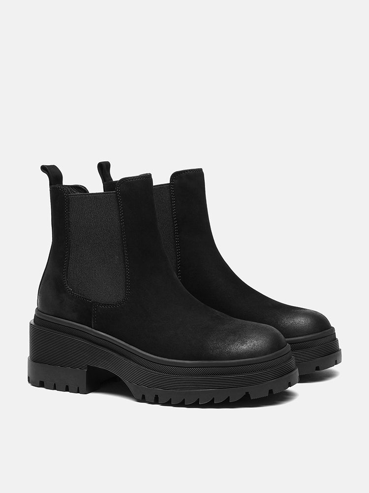 PAZZION, Petra Leather Ankle Boots, Black