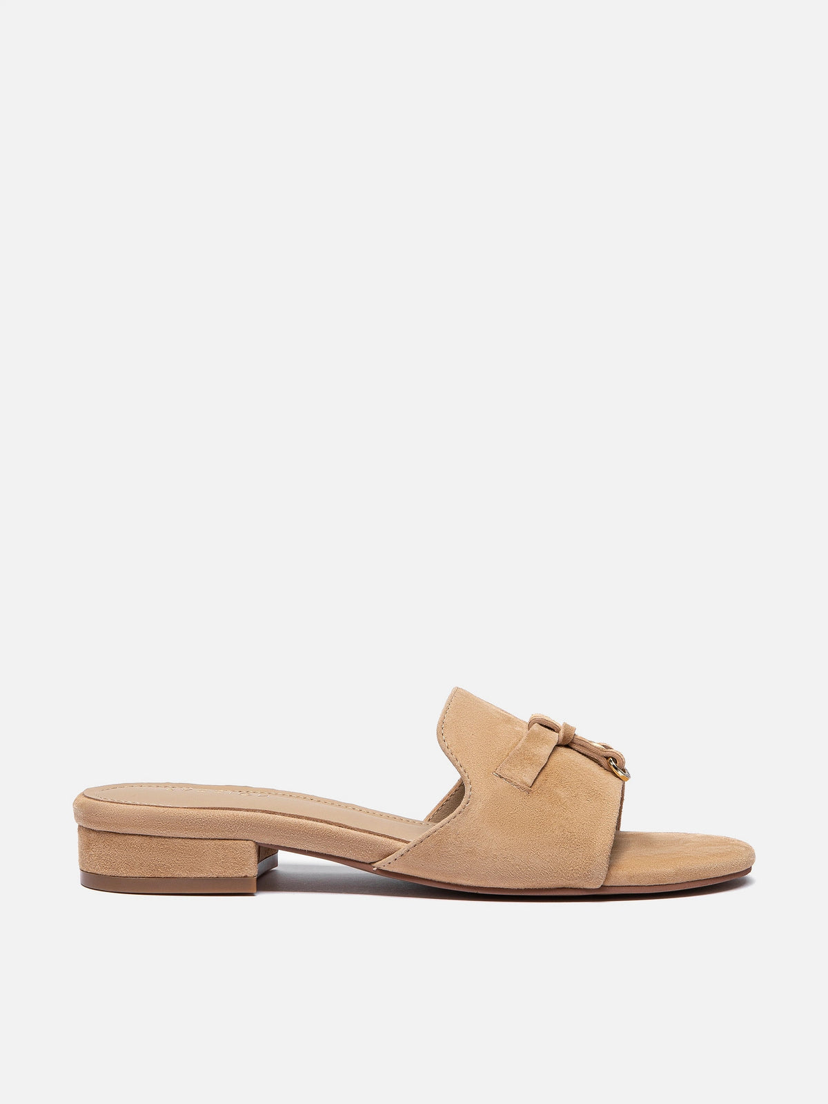PAZZION, Phoenix Knot Detail Suede Slides, Almond