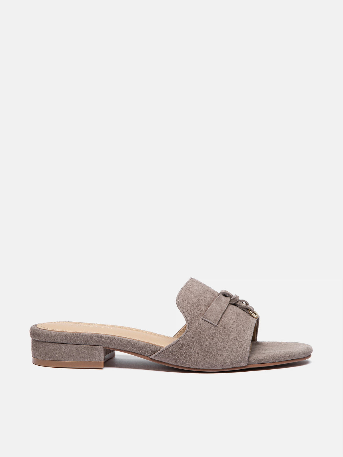 PAZZION, Phoenix Knot Detail Suede Slides, Khaki